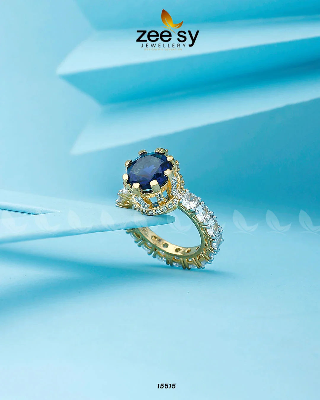 Moana Ring Golden Blue - Zeesy Jewellery