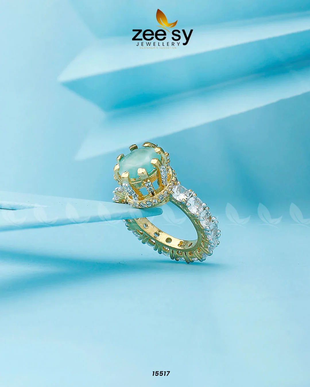 Moana Ring Golden Mint Green - Zeesy Jewellery