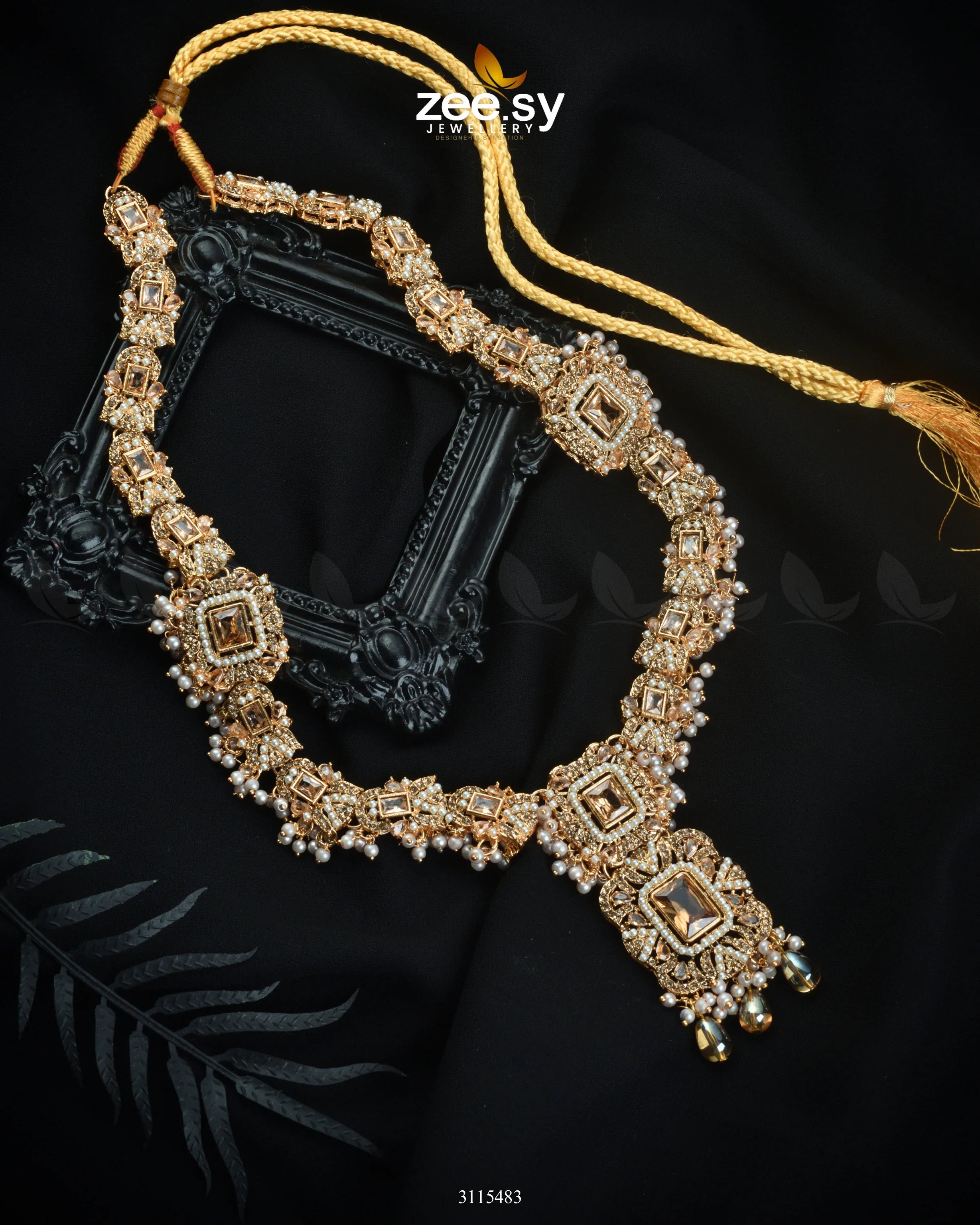 Rajwadi Aruna Malla Necklace Champagne - Zeesy Jewellery