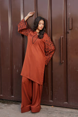 Earthen Tones By G Basics Gulmina Stitched 2 Piece Winter Suit-Rustic (2PC)