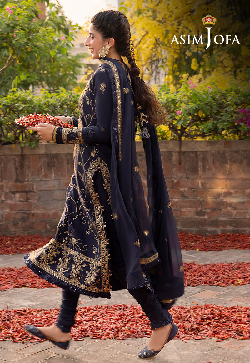 Asim Jofa Shadow Work '23 Ajsw-15 Embroidered Lawn Silk 3 Pcs