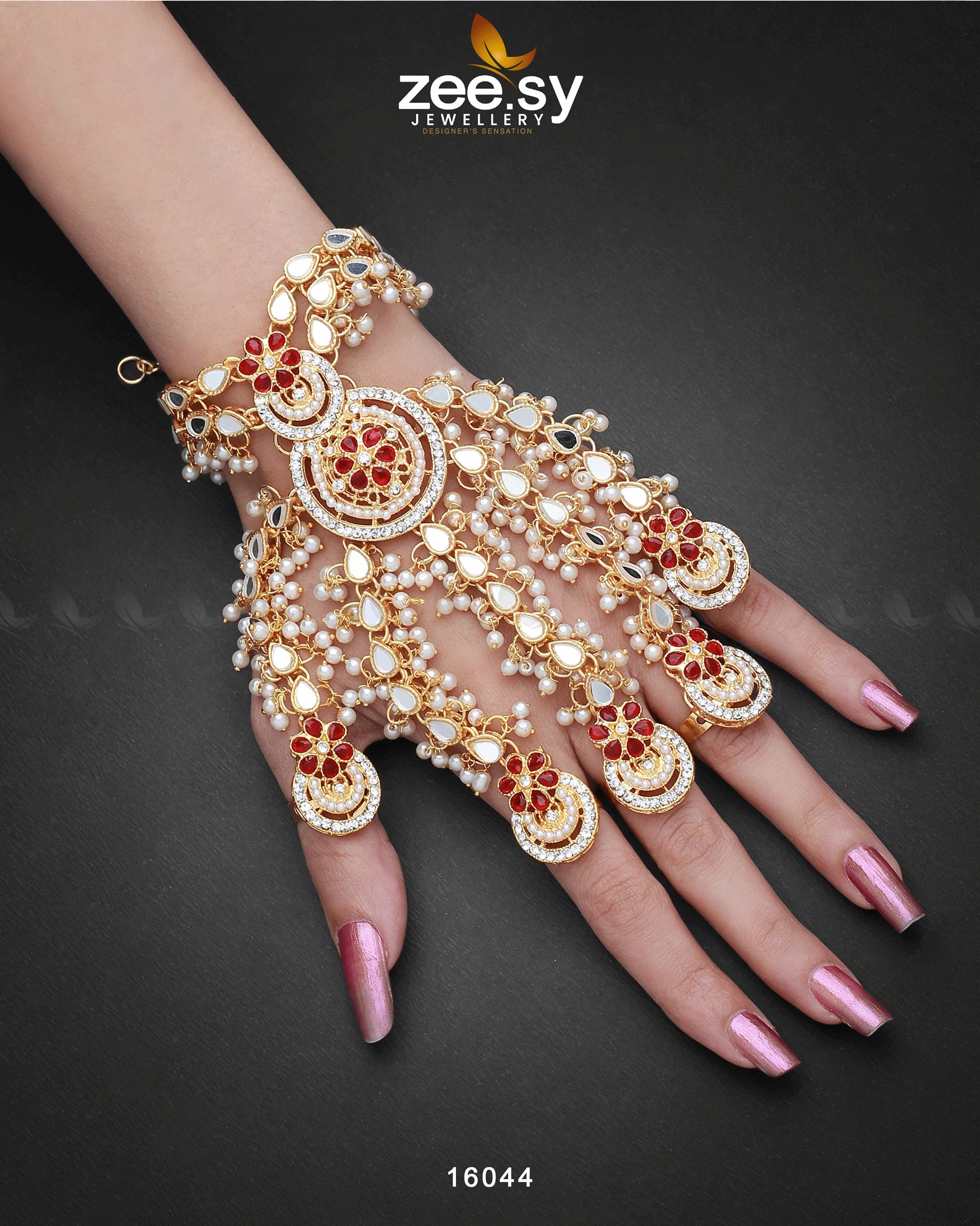 Phool Hath Accessories Golden Red - Zeesy Jewellery