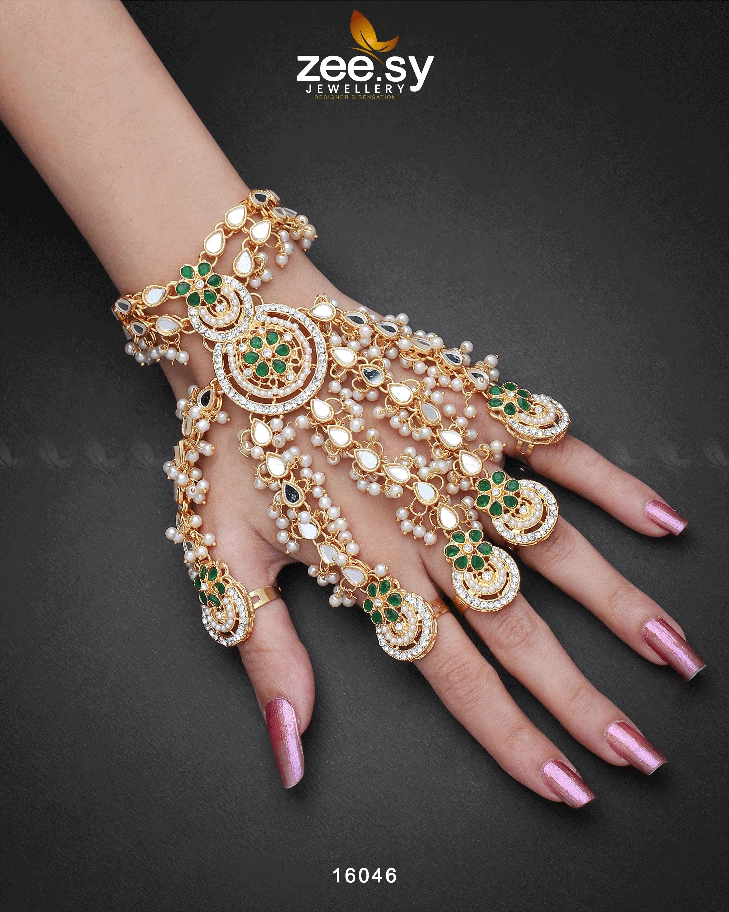 Phool Hath Accessories Golden Green - Zeesy Jewellery