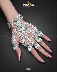 Phool Hath Accessories Silver Green - Zeesy Jewellery
