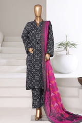 Sada Bahar Stitched 3 Piece Printed Khaddar Vol-03 Suit-PR-16773-Black