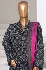 Sada Bahar Stitched 3 Piece Printed Khaddar Vol-03 Suit-PR-16773-Black