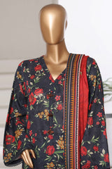 Sada Bahar Stitched 3 Piece Printed Khaddar Vol-03 Suit-PR-16775-Black