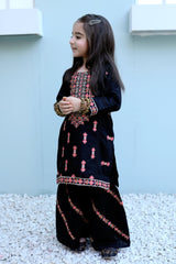 Nazakat By Khanak 2025-Black Olive Embroidered Gharara KST 072