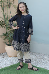 Layaan By Khanak 2025-Charcoal Black Short Frock KST 093