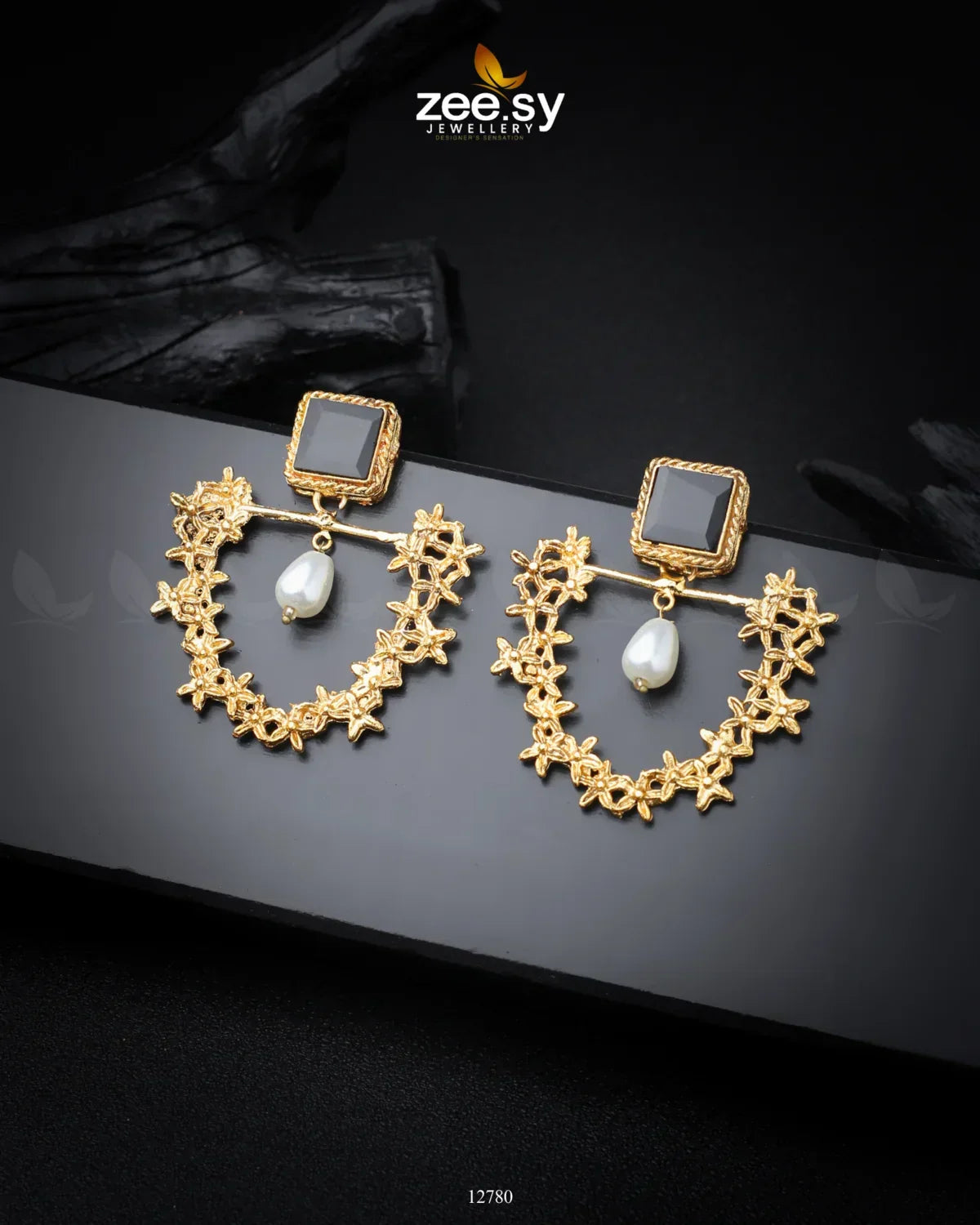 Florenza Earrings Golden Black - Zeesy Jewellery