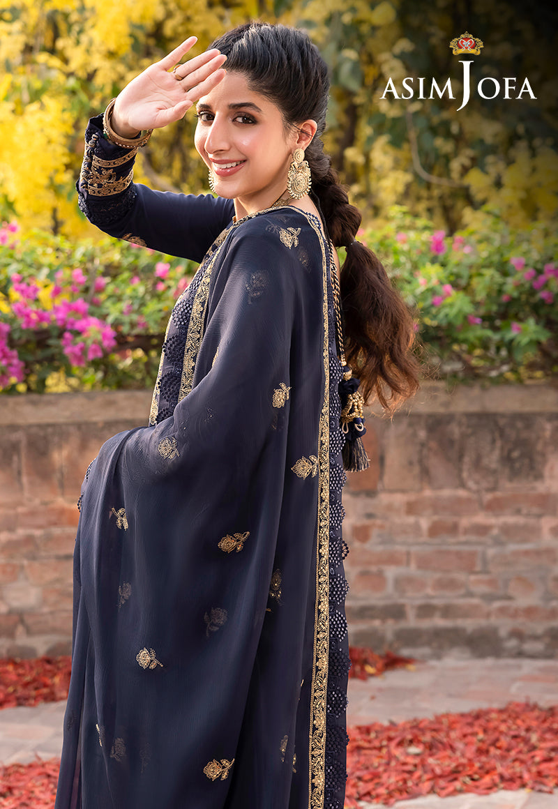 Asim Jofa Shadow Work '23 Ajsw-15 Embroidered Lawn Silk 3 Pcs
