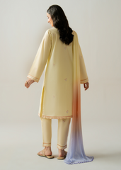 Solstic by Meerak Stitched 3 Piece Emb Lawn Suit-Maple