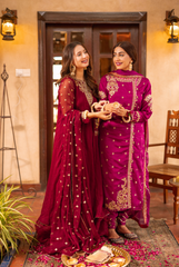 Omal By Komal Stitched 3 Piece Formals Suit-Mehnaaz - 3Pc