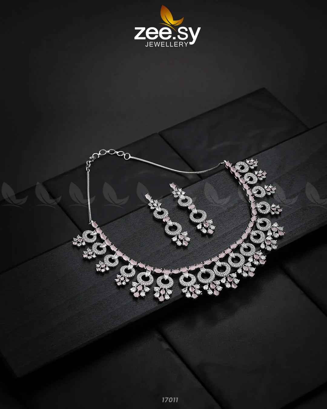 Statement Pieces Necklace Silver Mint Pink - Zeesy Jewellery