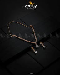 Nargis Zircon Necklace Golden White - Zeesy Jewellery