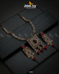 Captivating Crystals Necklace Golden Red - Zeesy Jewellery