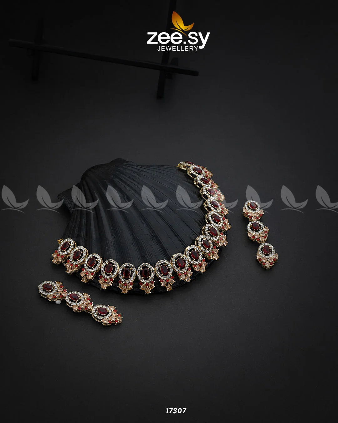 Embellished Necklace Red - Zeesy Jewellery