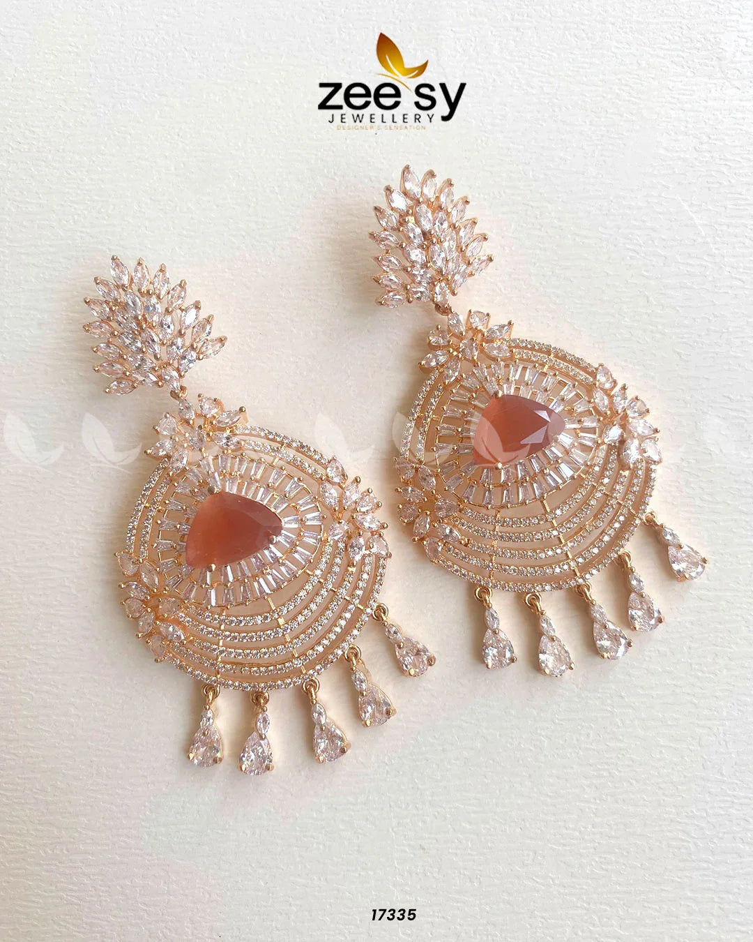 EARRINGS-0559 Golden Champagne - Zeesy Jewellery