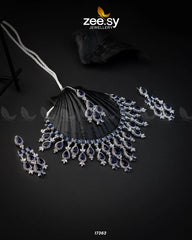Gorgeous Necklace Set Silver Blue - Zeesy Jewellery