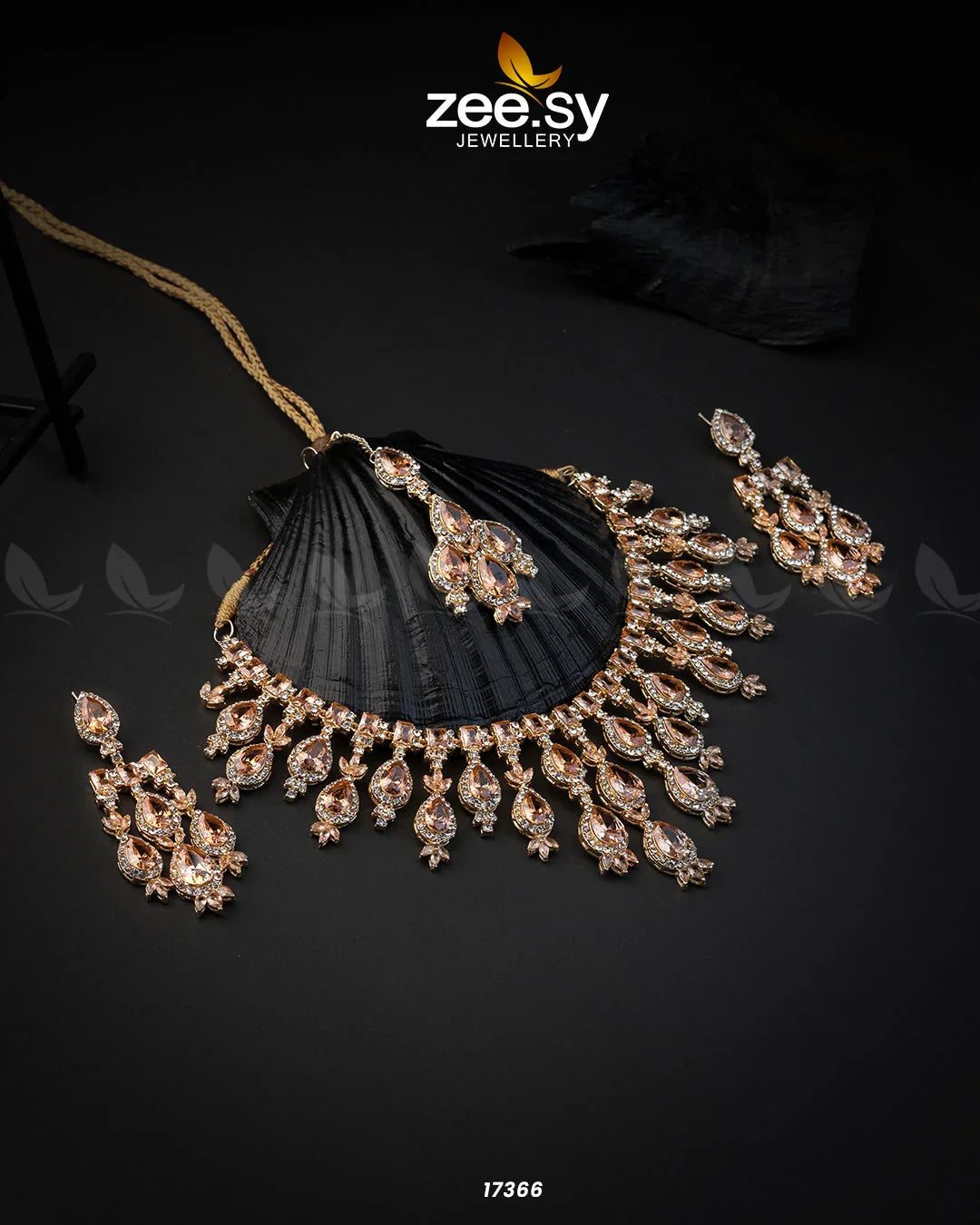 Gorgeous Necklace Set Golden Champagne - Zeesy Jewellery