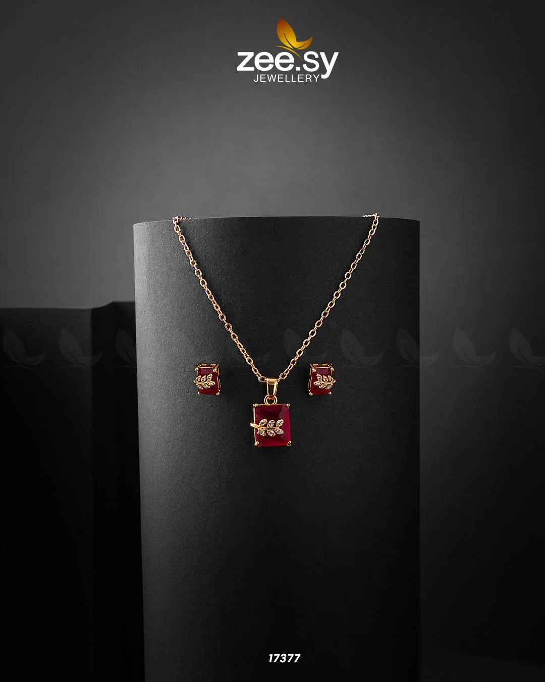 Cubic Sterling Pendant Red - Zeesy Jewellery