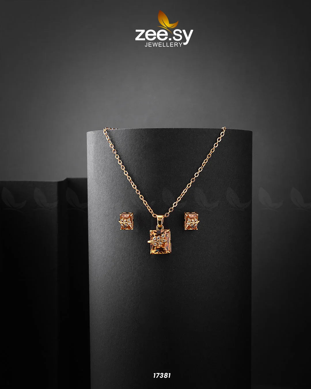 Cubic Sterling Pendant Champagne - Zeesy Jewellery