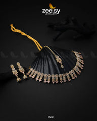 Classic Zircon Necklace Golden Pink - Zeesy Jewellery
