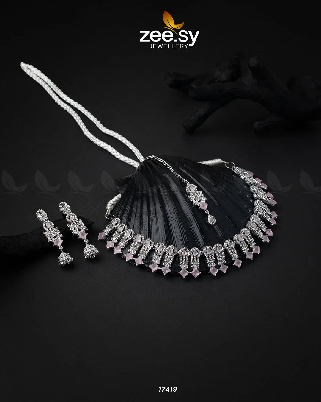 Classic Zircon Necklace Silver Pink - Zeesy Jewellery