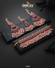 Amaira Chokar Necklace Set Red - Zeesy Jewellery