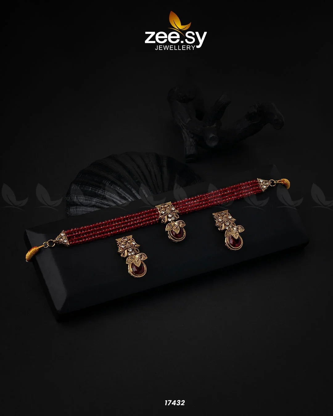 Egyptian Choker Necklace Golden Red - Zeesy Jewellery