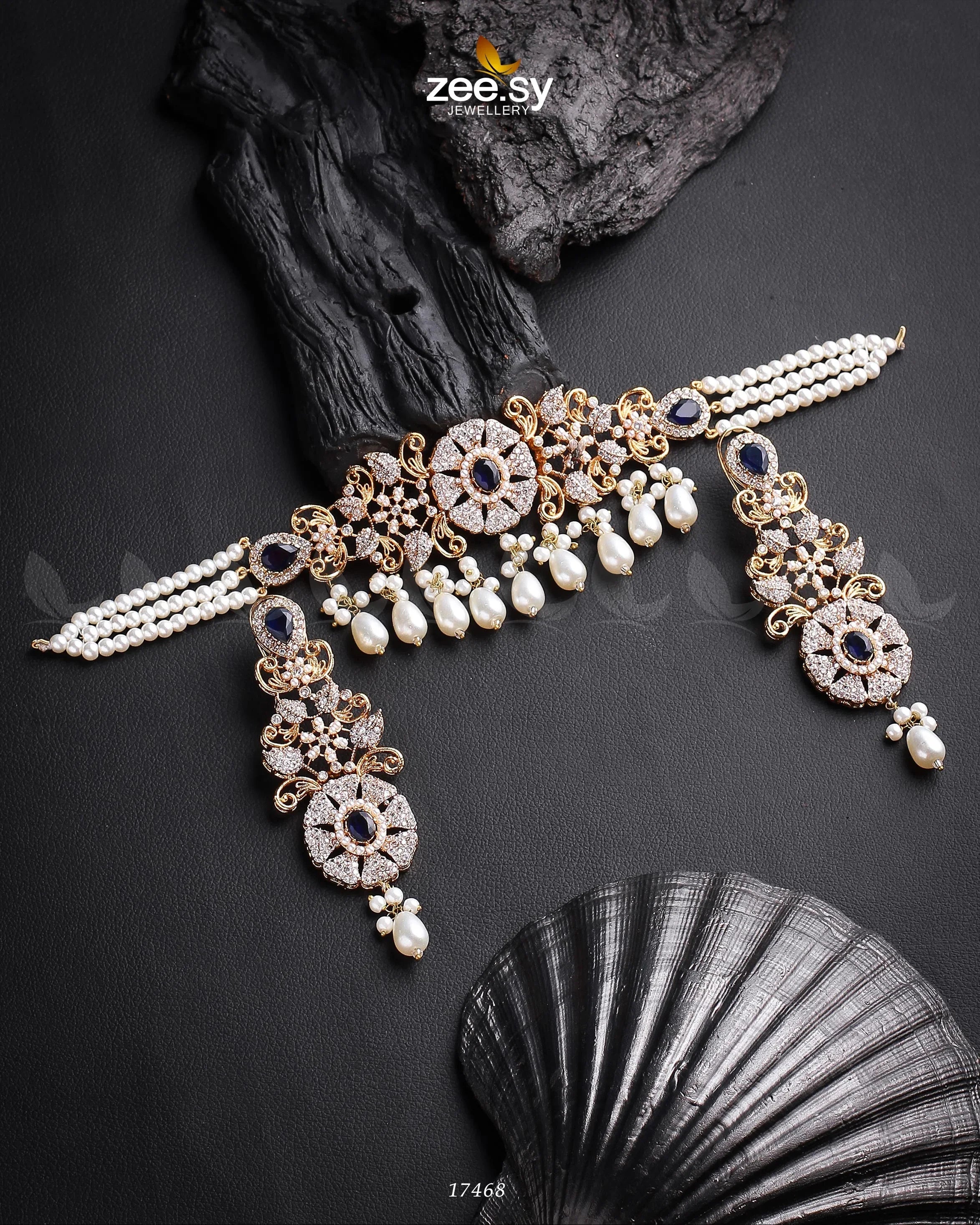 Meerub Necklace Golden Blue - Zeesy Jewellery