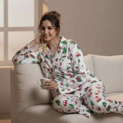 Urban Cut 2 Piece PJ Suit- Cotton Comfy Flannel ( Shirt + Trouser)