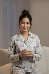 Urban Cut 2 Piece PJ Suit- Cotton Glow in Dark ( Shirt + Trouser)