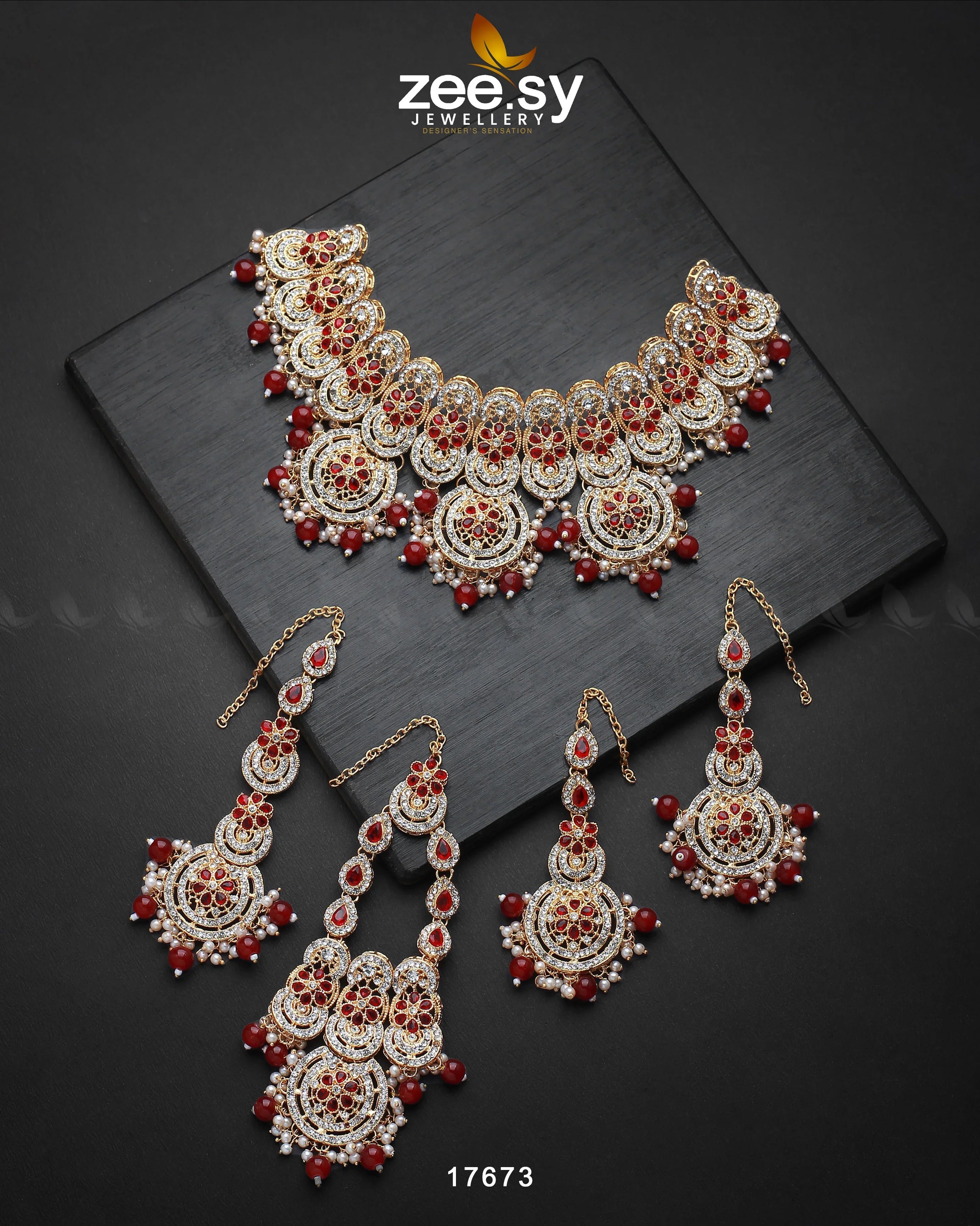 Panoramic Necklace Golden Red - Zeesy Jewellery