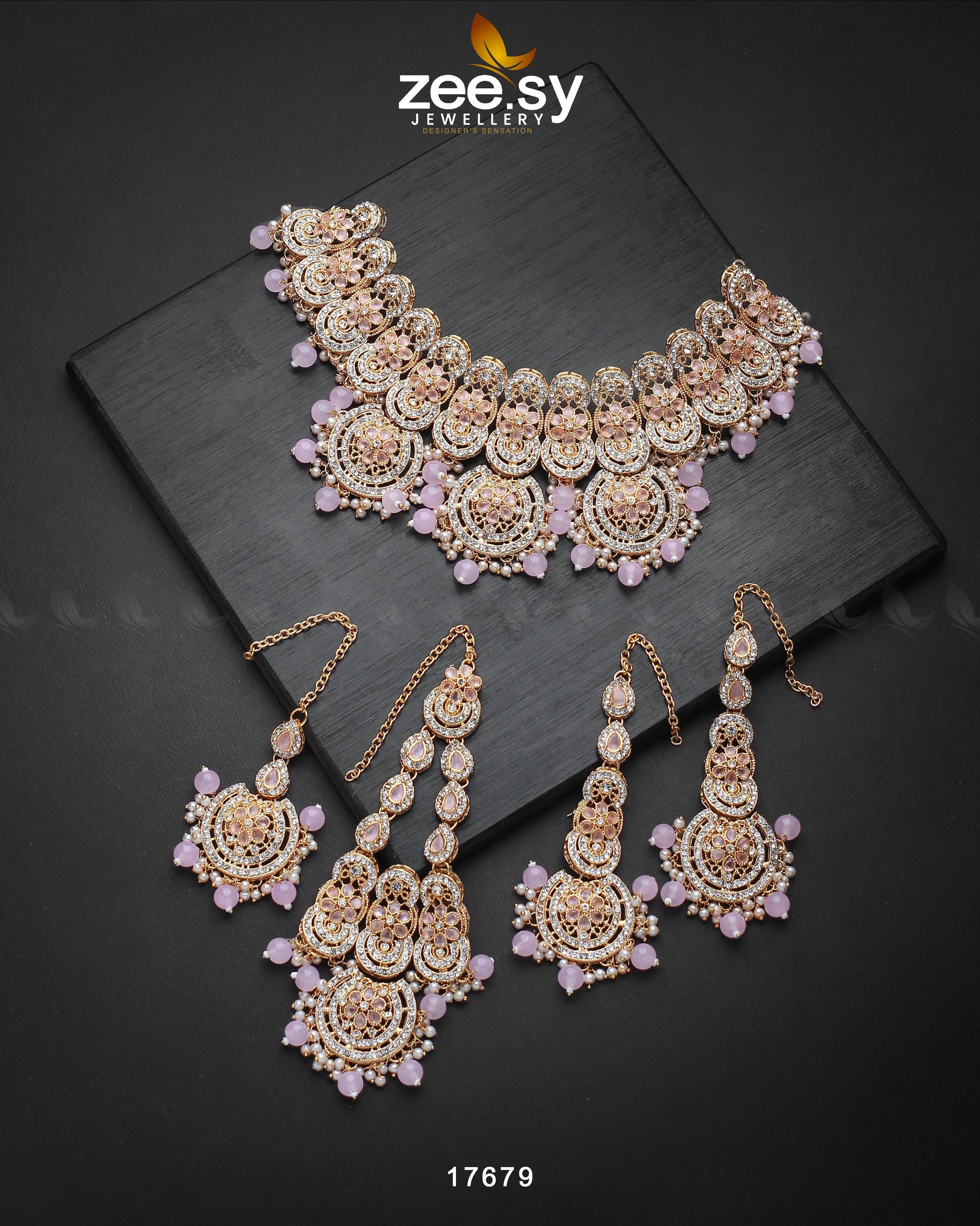 Panoramic Necklace Golden Pink - Zeesy Jewellery