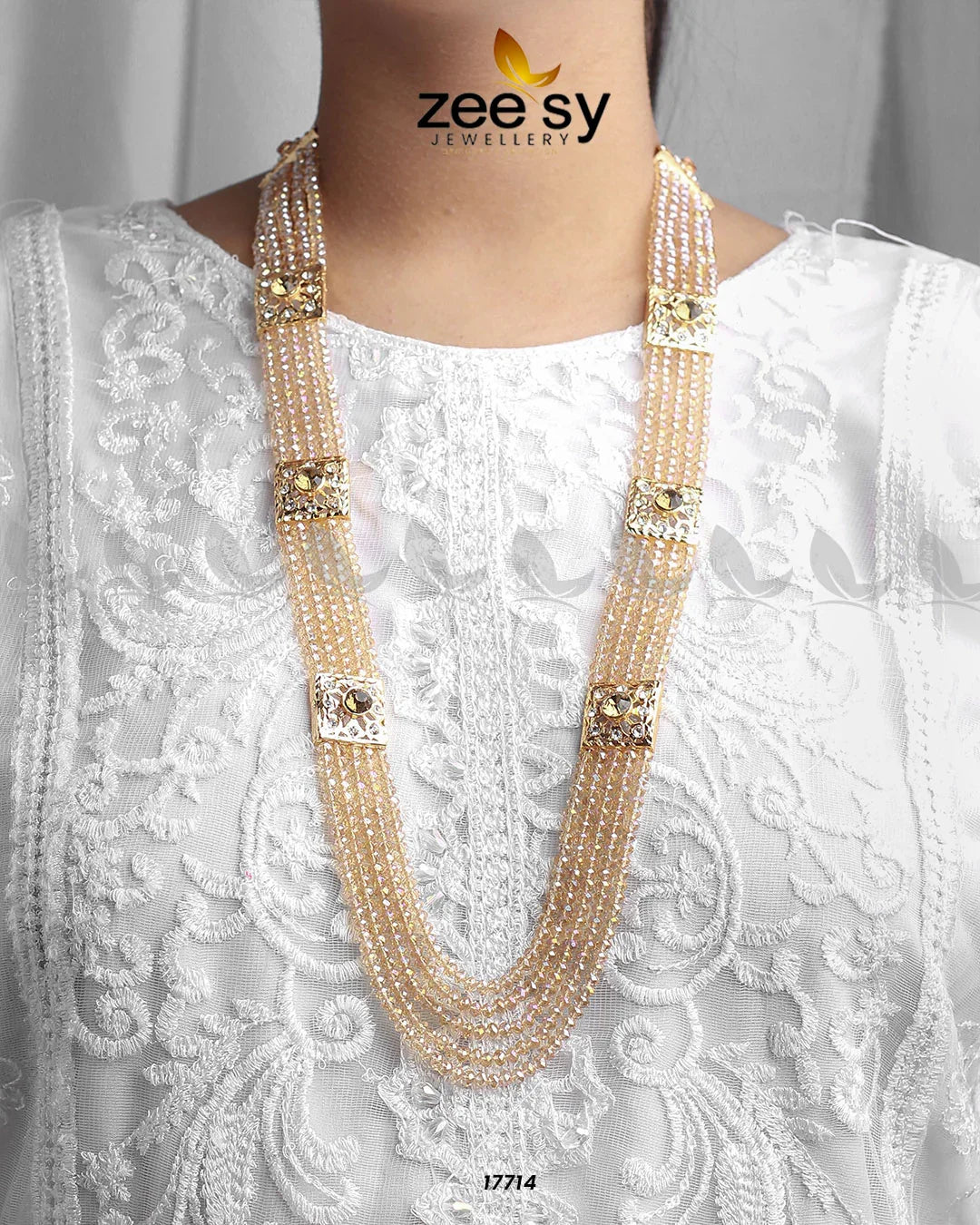 Initials Malla Necklace Champagne - Zeesy Jewellery