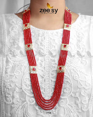 Initials Malla Necklace Mahroon Red - Zeesy Jewellery