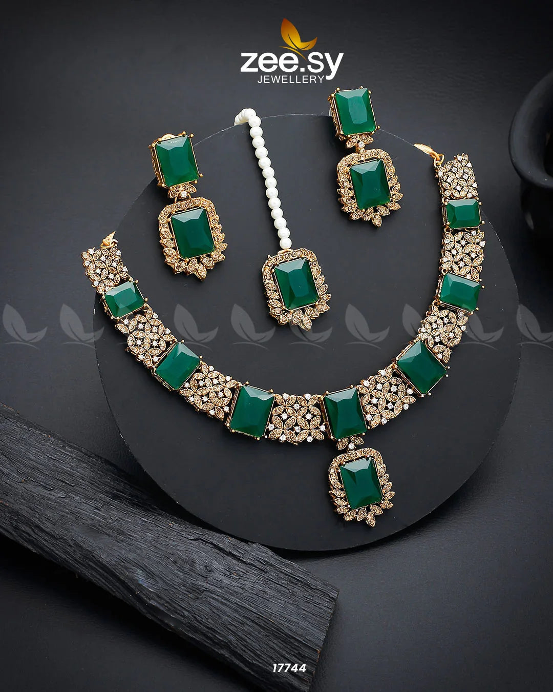 Gul-Badan Necklace Golden Green - Zeesy Jewellery