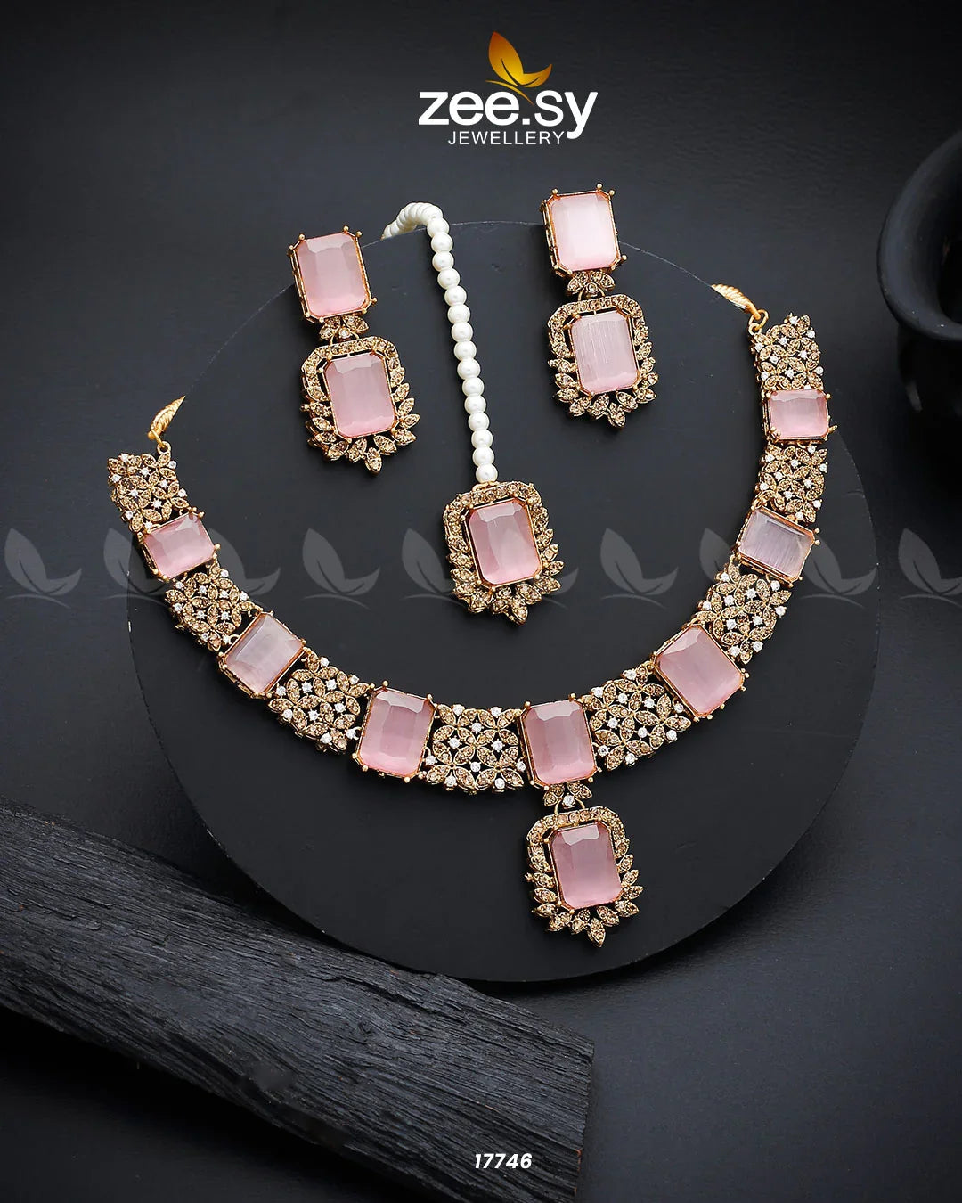 Gul-Badan Necklace Golden Pink - Zeesy Jewellery