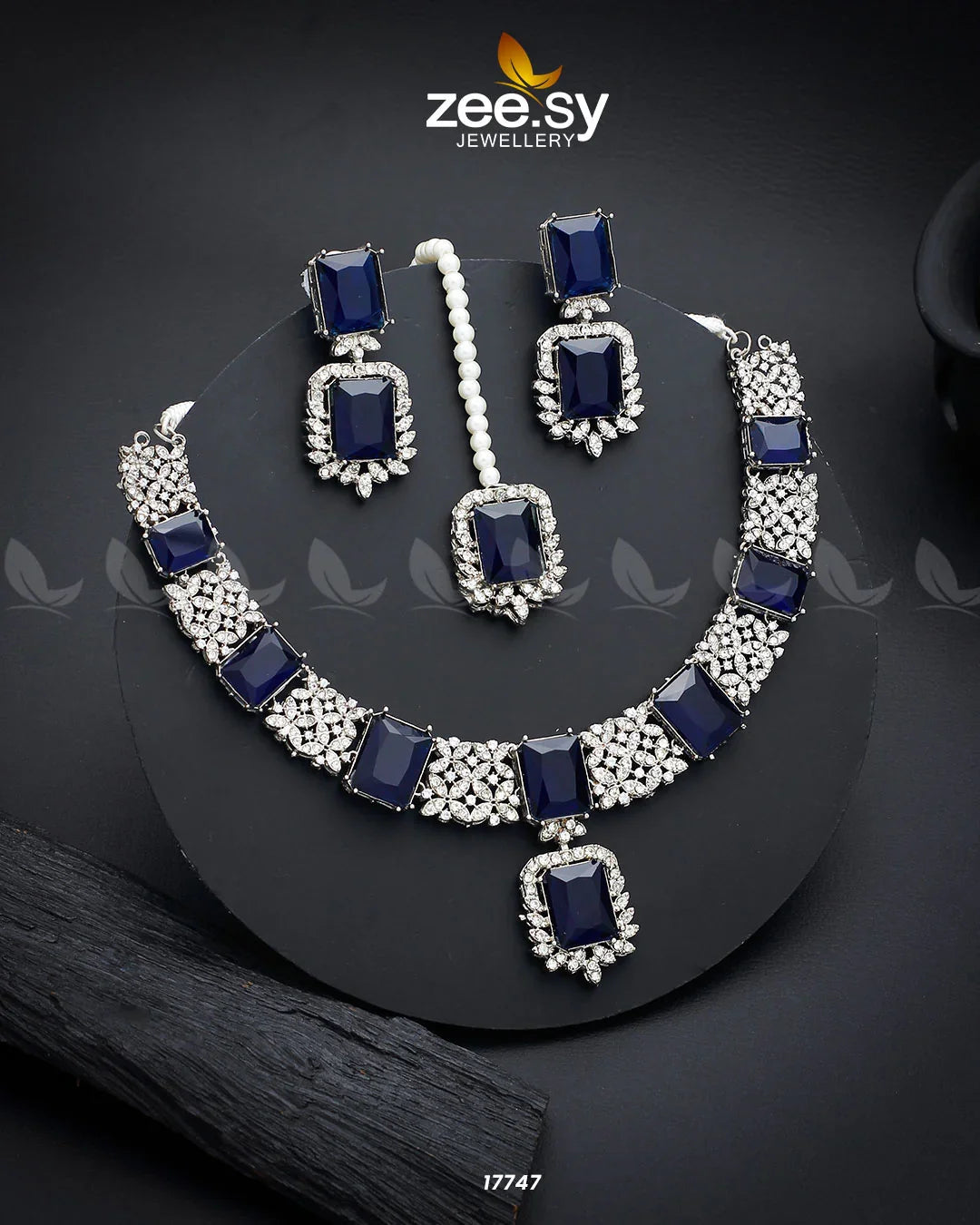 Gul-Badan Necklace Silver Blue - Zeesy Jewellery