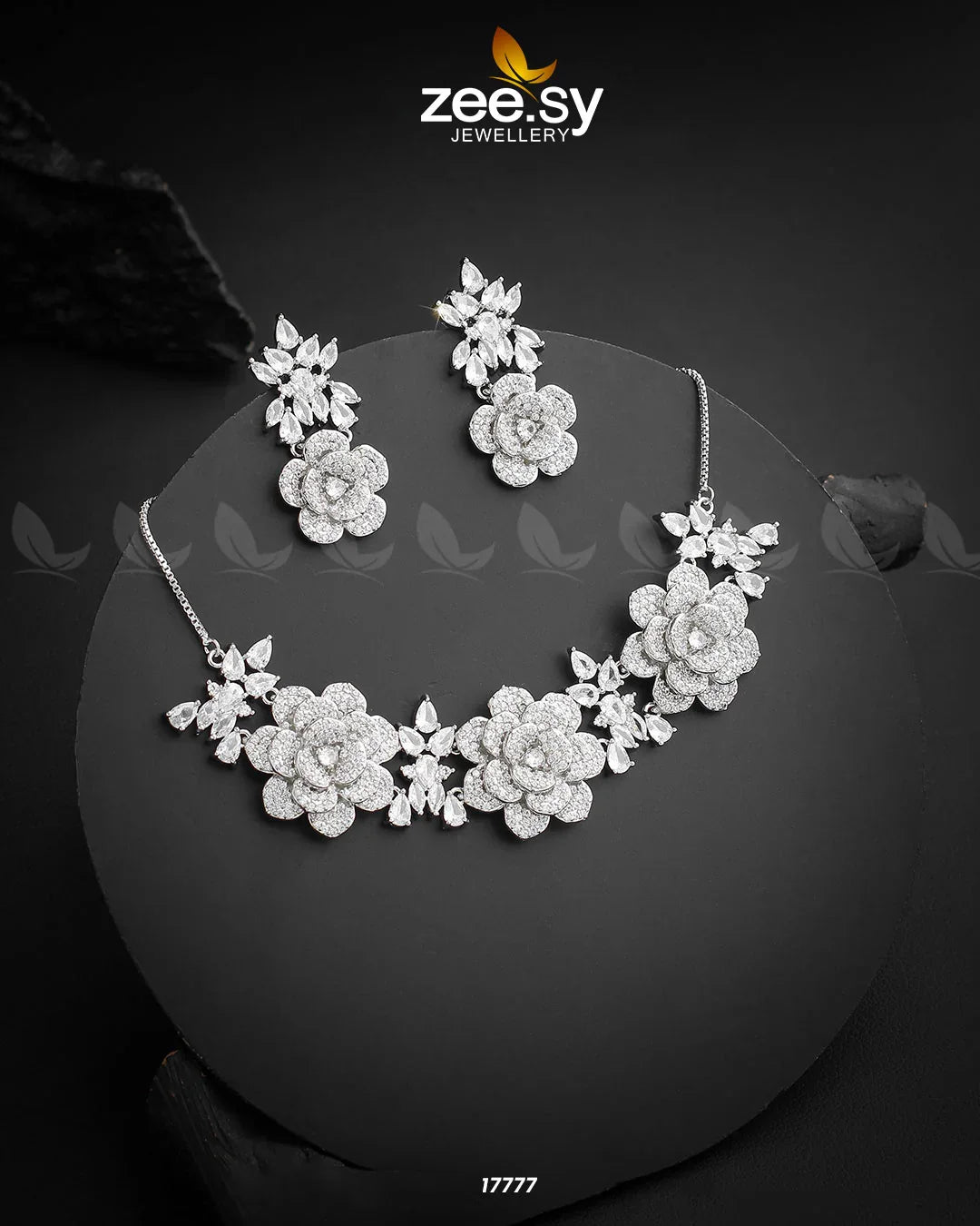 Classic Necklace Set Silver White - Zeesy Jewellery