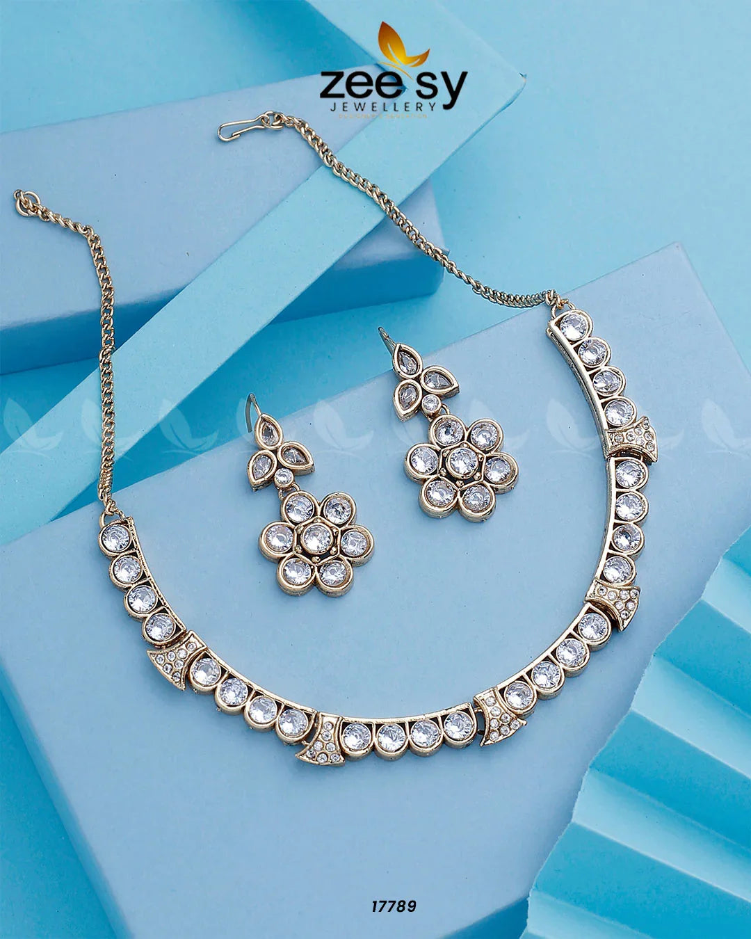 Textured Necklace Golden White - Zeesy Jewellery