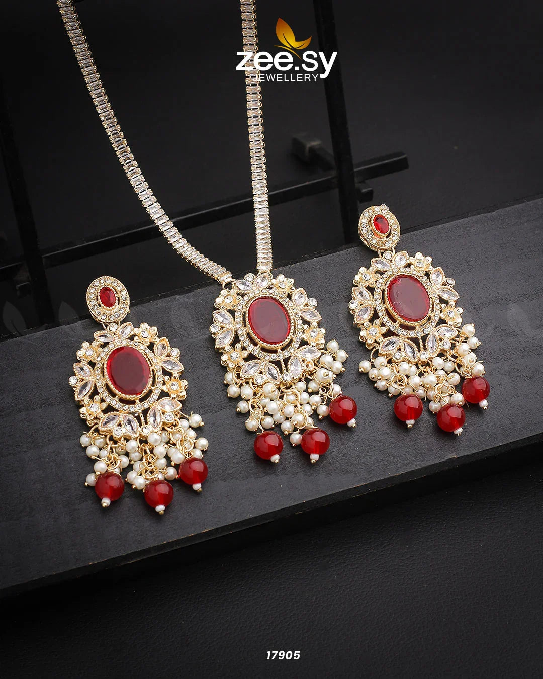 Adella's Necklace Golden Red - Zeesy Jewellery