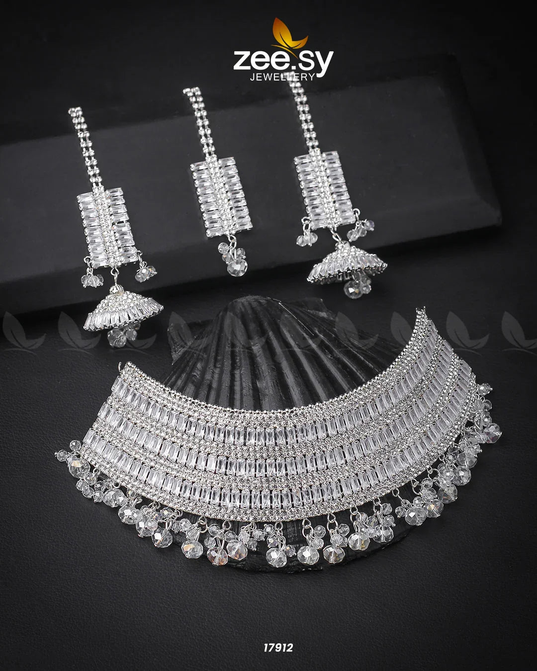 Sumayah's Choker Necklace Silver White - Zeesy Jewellery