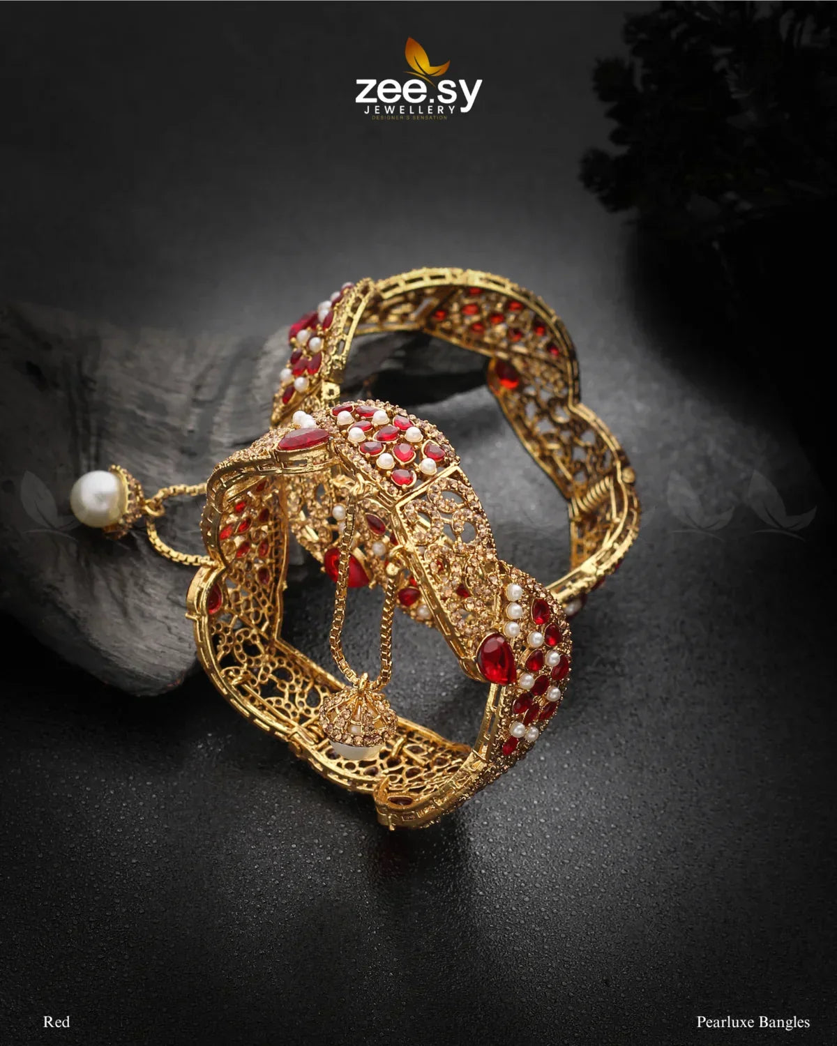 Pearluxe Bangles Red - Zeesy Jewellery