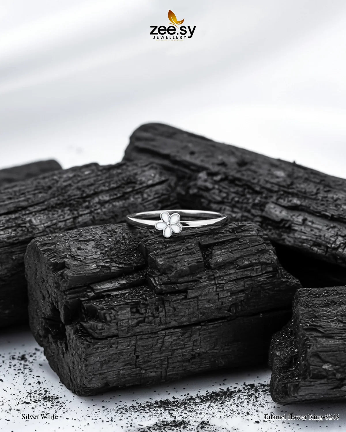 Enamel flower Ring-8248 - Zeesy Jewellery