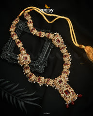 Rajwadi Aruna Malla Necklace Red - Zeesy Jewellery