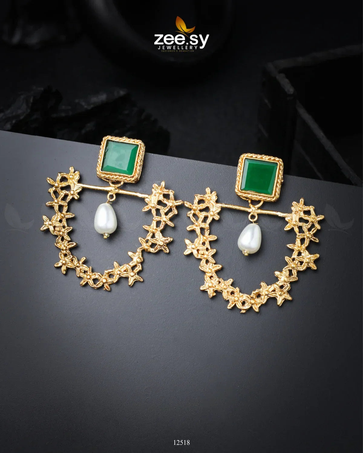 Florenza Earrings Golden Green - Zeesy Jewellery