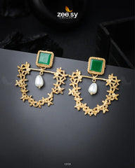 Florenza Earrings Golden Green - Zeesy Jewellery