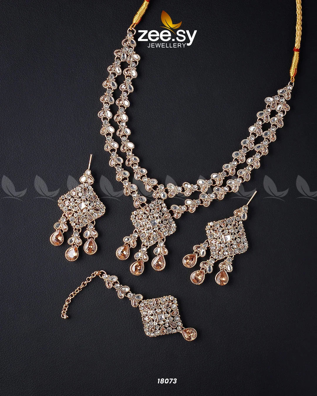 Juggan Necklace Set Golden Champagne - Zeesy Jewellery